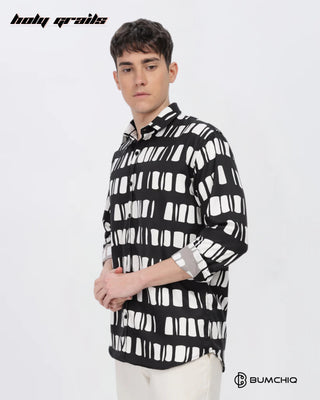 Guy in Streetwear 'White Box Abstract' Black Imported Fabric Full Sleeve Slim Fit Shirt HG x Bumchiq - Front Side 2