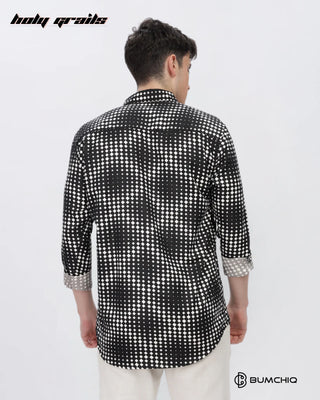 Guy in Streetwear 'White Dotted Abstract' Black Imported Fabric Full Sleeve Slim Fit Shirt HG x Bumchiq - Back