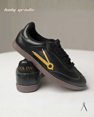 Hand Crafted 'Axis' Black Low Top Vegan Leather With Vegan Suede Sneaker HG x Cos Tan - Side & Back