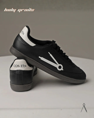 Hand Crafted 'Axis' Black Onyx Low Top Vegan Leather With Vegan Suede Sneaker HG x Cos Tan - Side & Back