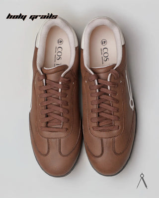 Hand Crafted 'Axis' Brown Low Top Vegan Leather With Vegan Suede Sneaker HG x Cos Tan - Top