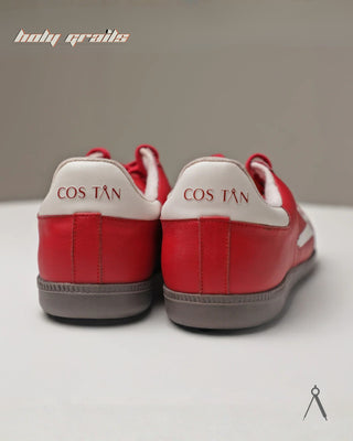 Hand Crafted 'Axis' Red Low Top Vegan Leather with Vegan Suede Sneaker HG x Cos Tan - Back