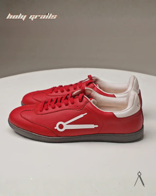 Hand Crafted 'Axis' Red Low Top Vegan Leather with Vegan Suede Sneaker HG x Cos Tan - Sides