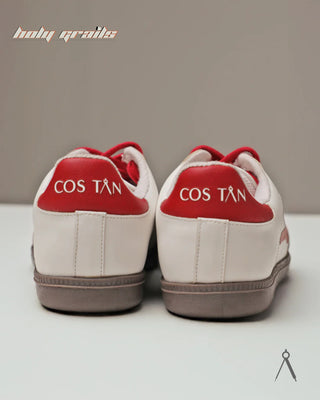 Hand Crafted 'Axis' White Ivory Low Top Vegan Leather With Vegan Suede Sneaker HG x Cos Tan - Back