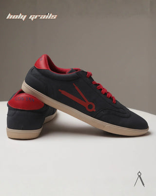 Hand Crafted 'Canopy' Deep Tide Black Low Top Textile-Based Suede Fabric With Plant-Based Vegan Leather Sneaker HG x Cos Tan - Side & Back