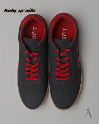 Hand Crafted 'Canopy' Deep Tide Black Low Top Textile-Based Suede Fabric With Plant-Based Vegan Leather Sneaker HG x Cos Tan - Top