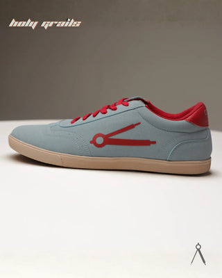 Hand Crafted 'Canopy' Morning Fog Sky Blue Low Top Textile-Based Suede Fabric Sneaker HG x Cos Tan - Side