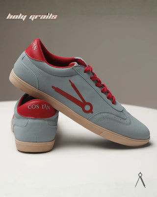 Hand Crafted 'Canopy' Morning Fog Sky Blue Low Top Textile-Based Suede Fabric Sneaker HG x Cos Tan - Side & Back