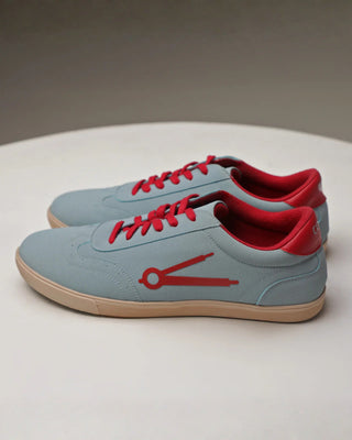 Hand Crafted 'Canopy' Morning Fog Sky Blue Low Top Textile-Based Suede Fabric Sneaker HG x Cos Tan - Sides