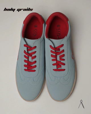 Hand Crafted 'Canopy' Morning Fog Sky Blue Low Top Textile-Based Suede Fabric Sneaker HG x Cos Tan - Top