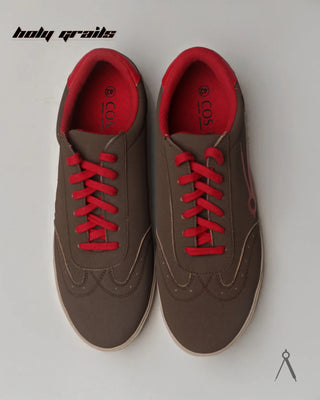 Hand Crafted 'Canopy' Sepia Brown Low Top Textile-Based Suede Fabric With Plant-Based Vegan Leather Sneaker HG x Cos Tan - Top