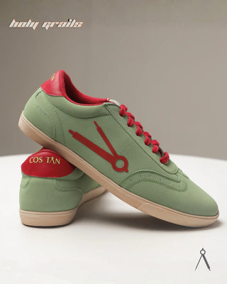 Hand Crafted 'Canopy' Verdant Green Low Top Textile-Based Suede Fabric With Plant-Based Vegan Sneaker HG x Cos Tan - Side & Back