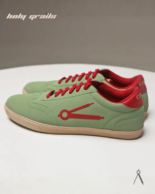 Hand Crafted 'Canopy' Verdant Green Low Top Textile-Based Suede Fabric With Plant-Based Vegan Sneaker HG x Cos Tan - Sides