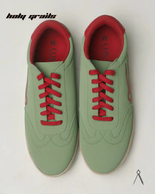 Hand Crafted 'Canopy' Verdant Green Low Top Textile-Based Suede Fabric With Plant-Based Vegan Sneaker HG x Cos Tan - Top