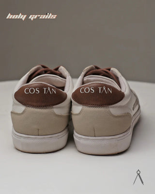 Hand Crafted 'GAT Brown Accent' Brown White Low Top Vegan & Suede Leather Sneaker HG x Cos Tan - Back