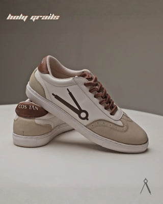 Hand Crafted 'GAT Brown Accent' Brown White Low Top Vegan & Suede Leather Sneaker HG x Cos Tan - Side & Back