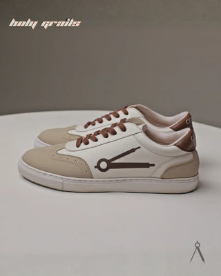 Hand Crafted 'GAT Brown Accent' Brown White Low Top Vegan & Suede Leather Sneaker HG x Cos Tan - Sides