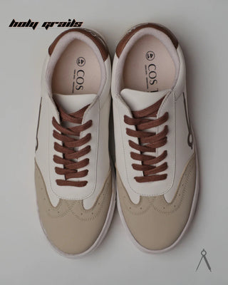Hand Crafted 'GAT Brown Accent' Brown White Low Top Vegan & Suede Leather Sneaker HG x Cos Tan - Top