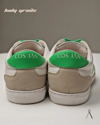 Hand Crafted 'GAT Green Accent' White Brown Low Top Vegan & Suede Leather Sneaker HG x Cos Tan - Back
