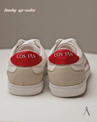 Hand Crafted 'GAT Red Accent' Brown White Red Low Top Vegan & Suede Leather Sneaker HG x Cos Tan - Back