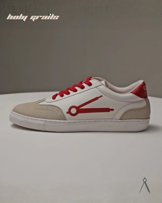 Hand Crafted 'GAT Red Accent' Brown White Red Low Top Vegan & Suede Leather Sneaker HG x Cos Tan - Public Side