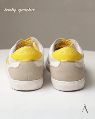 Hand Crafted 'GAT Yellow Accent' Brown White Yellow Low Top Vegan & Suede Leather Sneaker HG x Cos Tan - Back
