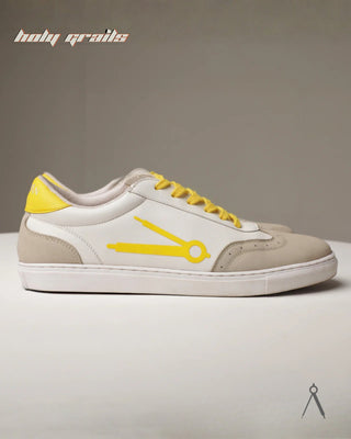 Hand Crafted 'GAT Yellow Accent' Brown White Yellow Low Top Vegan & Suede Leather Sneaker HG x Cos Tan - Public Side