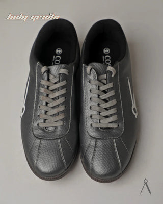 Hand Crafted 'Glow' Silver Shadow Steel Low Top Full Textile Suede With Vegan Leather Sneaker HG x Cos Tan - Top