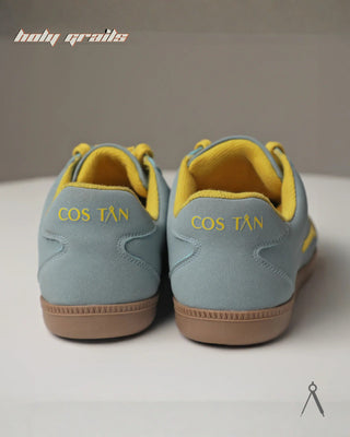 Hand Crafted 'Glow' Sky Blue Morning Fog Low Top Full Textile Suede With Vegan Leather Sneaker HG x Cos Tan - Back