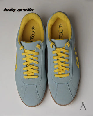 Hand Crafted 'Glow' Sky Blue Morning Fog Low Top Full Textile Suede With Vegan Leather Sneaker HG x Cos Tan - Top