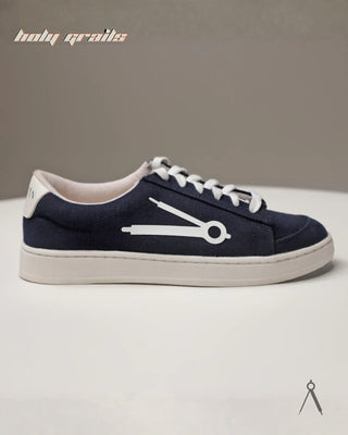 Hand Crafted 'Loom' Blue Deep Tide Low Top Premium Cotton Canvas Sneaker HG x Cos Tan - Side 1