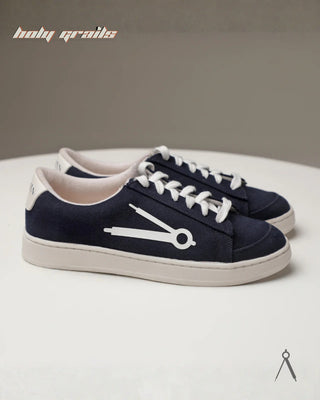 Hand Crafted 'Loom' Blue Deep Tide Low Top Premium Cotton Canvas Sneaker HG x Cos Tan - Sides