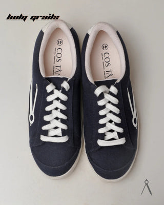 Hand Crafted 'Loom' Blue Deep Tide Low Top Premium Cotton Canvas Sneaker HG x Cos Tan - Top