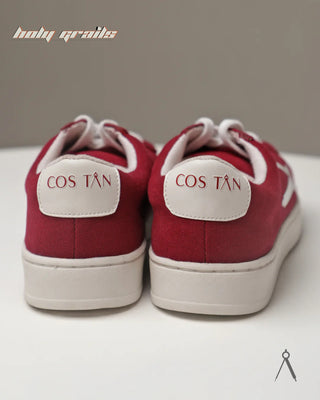 Hand Crafted 'Loom' Cranberry Red Low Top Premium Cotton Canvas Sneaker HG x Cos Tan - Back