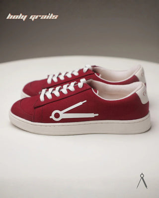 Hand Crafted 'Loom' Cranberry Red Low Top Premium Cotton Canvas Sneaker HG x Cos Tan - Sides
