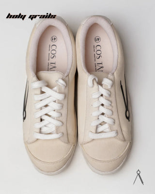 Hand Crafted 'Loom' Ivory White Low Top Premium Cotton Canvas Sneaker HG x Cos Tan - Top