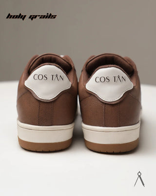 Hand Crafted 'Low Ball Classic' Brown & White Low Top 100% Vegan Leather Sneaker HG x Cos Tan - Back