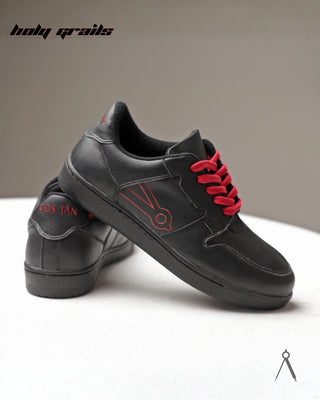 Hand Crafted 'Low Ball Monotone' Black Low Top 100% Vegan Leather Sneaker HG x Cos Tan - Side & Back