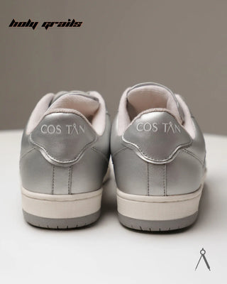 Hand Crafted 'Low Ball Monotone' Silver Low Top 100% Vegan Leather Sneaker HG x Cos Tan - Back