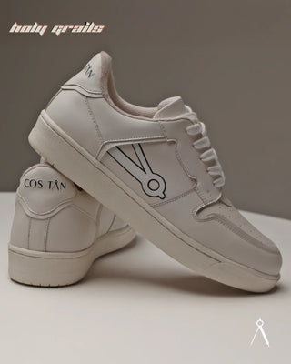 Hand Crafted 'Low Ball Monotone' White Low Top 100% Vegan Leather Sneaker HG x Cos Tan - Side & Back