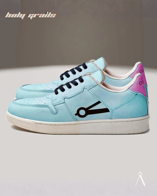 Hand Crafted 'Low Ball Signature' White Low Top 100% Vegan Leather Sneaker HG x Cos Tan - Sides Photochronic