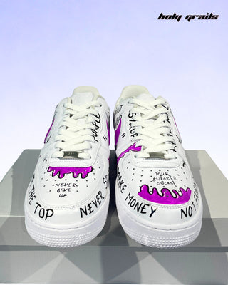 Hand Painted Custom Air Force 1 x Boldly Unstable Sneakers - Front Top
