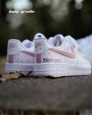 Hand Painted Custom Air Force 1 x Elegant One Wedding Theme Sneaker - Back Side 1