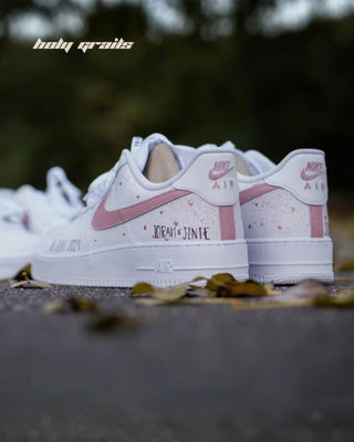Hand Painted Custom Air Force 1 x Elegant One Wedding Theme Sneaker - Back Side 2