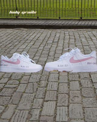 Hand Painted Custom Air Force 1 x Elegant One Wedding Theme Sneaker - Both Sides