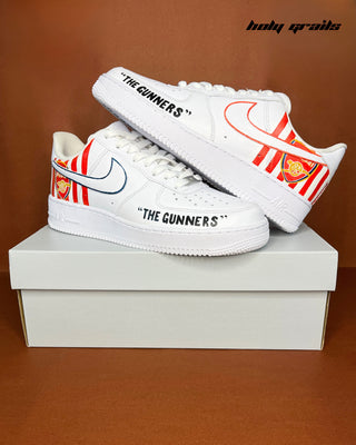 Hand Painted Custom Air Force 1 x Gunners Glory Sneakers - Outer Sides