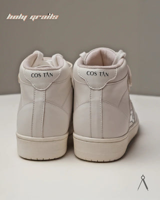 Hand Crafted 'High Ball' Classic Ivory Accent High Top 100% Full Vegan Leather Sneakers HG x Cos Tan - Back