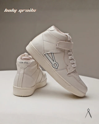 Hand Crafted 'High Ball' Classic Ivory Accent High Top 100% Full Vegan Leather Sneakers HG x Cos Tan - Side & Back