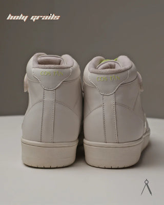 Hand Crafted 'High Ball' Ivory Verdant White Lime Accent High Top 100% Full Vegan Leather Sneakers HG x Cos Tan - Back