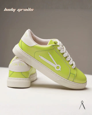 Hand Crafted 'Moonwhisper' Lime Verdant Green Low Top Full Vegan Leather With Rubber Sole Sneakers HG x Cos Tan - Side & Back